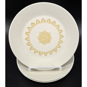 Set of 3 Sheffield USA SERENADE Salad Plates Ivory Tan Mandala Vintage‎ 7" MCM